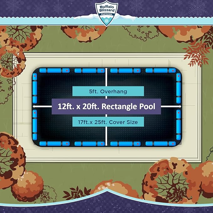 Buffalo Blizzard Economy 12 ft x 20 ft Rectangular Winter Pool Cover | Black/Blue | Closing Inground Swimming Pools | Easy to Install | Heavy Duty, Cold & UV Resistant | Shields from Seasonal Debris