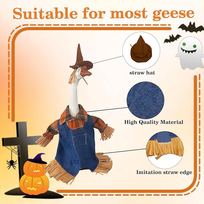 Porch Goose Outfits for 23" Plastic Porch Goose Scarecrow Outfit Goose Clothes for Cement Goose for Indoor Outdoor Garden Yard Lawn Patio Art Decor(DCR)