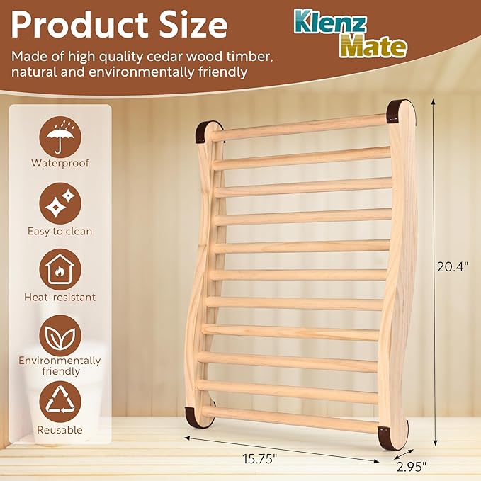 2 Pcs Upgraded Sauna Backrest, 20" Sauna Accessories, S-Shaped Ergonomic Design Sauna Chair, with Non-Slip Pads, Suitable for Infrared Sauna Backrest and Barrel Sauna Backrest, Handmade