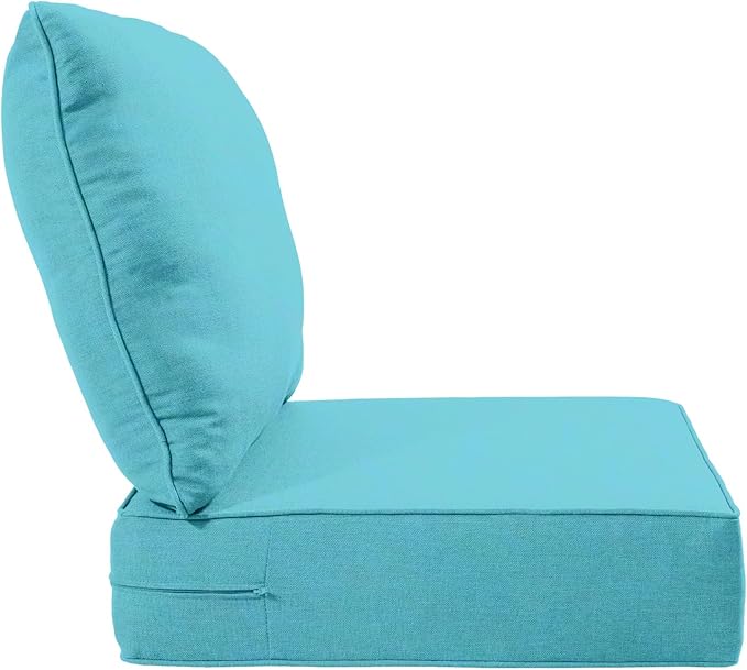 Luxury 24x24x6 Inch Outdoor Chair Cushions Set of 4 - Heavy Duty Water-Resistant Comfortable Cushion for Patio Furniture Set Dining Rocking Chairs Loveseat L-Shape Sofa - Turquoise