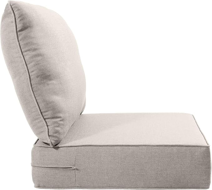Luxury 24x24x6 Inch Outdoor Seat Cushions - Set of 2 Water Resistant Patio Chair Seat Comfortable Cushion for Porch Set Rattan Dining Rocker Glider Chairs Loveseat Couch Sectional Sofa - Beige