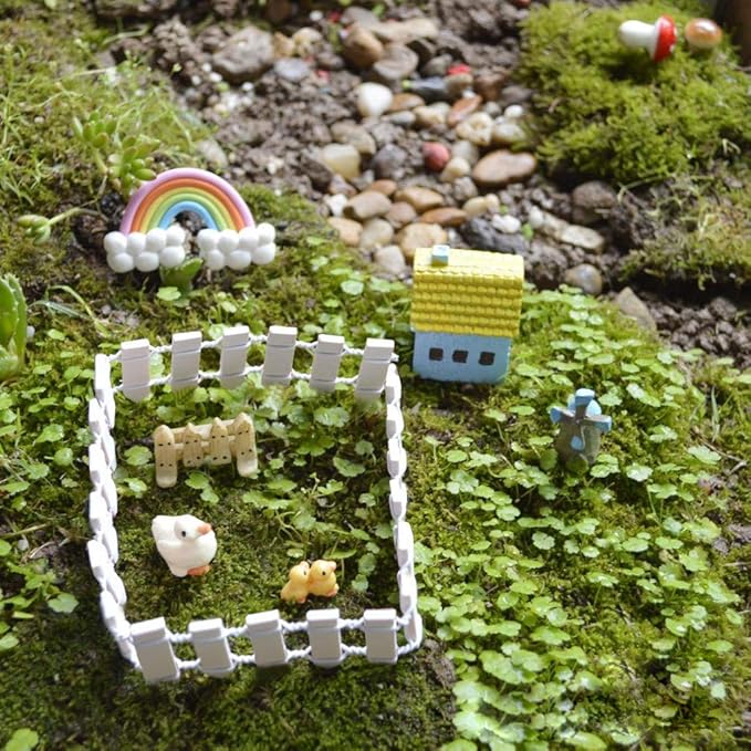35 Inches Long Miniature Fairy Garden Fence Mini Wood Picket Fence Decorative Fence for Succulent Plant Pot DIY Diorama Project Height 2 inch 4-Pack (White)