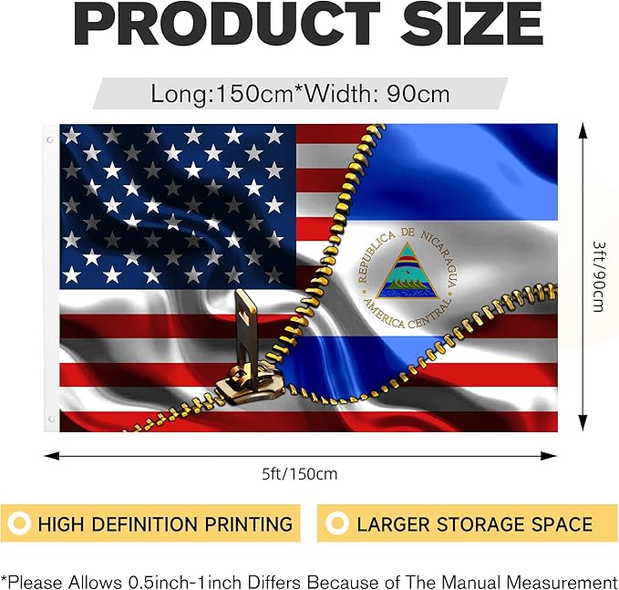 Vintage American America Usa Nicaraguan Nicaragua Flags For Outside Yard 3x5 Ft Double Sided Printed 100d Polyester Lightweight Garden Welcome Outdoor Banner Brass Grommets