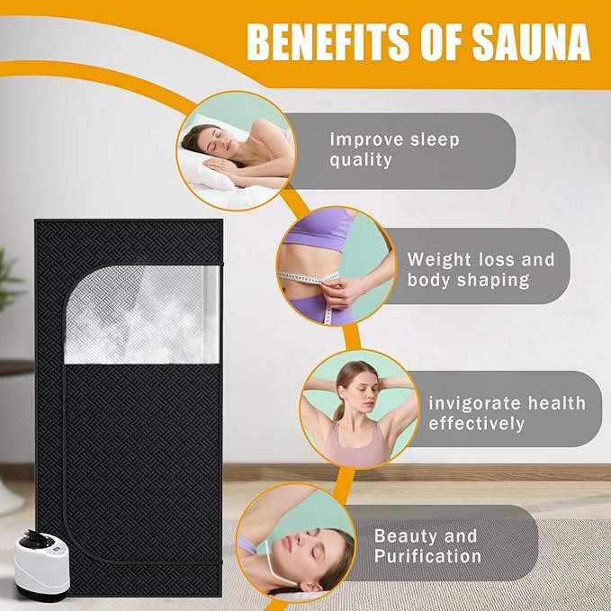 Nirvix Upgraded Portable Sauna for Home, Folding Chair, 3L High Capacity Steamer, Sauna Box for Relaxation, Detoxification, Personal Sauna Tent with Remote Control, for Indoor, Outdoor, Gym
