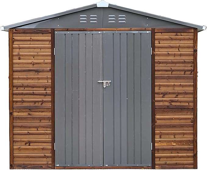Shed 8' x 8' Storage Shed, 8x8 FT Wood Sheds & Outdoor Storage Clearance, Utility and Tool Garden Shed, Waterproof Storage Shed Large with Lockable Doors for Backyard, Patio, Outside