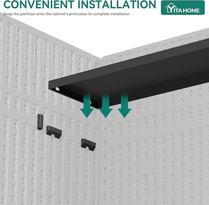 YITAHOME 2-Piece Metal Storage Shed Shelves for 59 cuft Vertical Outdoor Storage Shed，2-Piece Outdoor Storage Rack 51 inx13.8 in with 8 Screws, Easy Assembly, 22 lbs, Black