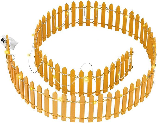 Mini Fairy Garden Fence, 35.5x2 Inch Cuttable Small Wood Picket Fence, DIY Miniature Accessories Decoration for Dollhouse, Crafts, Vegetable Platter, Cake(Orange)