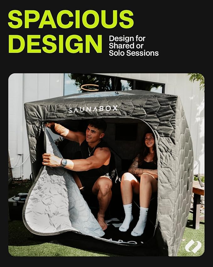SAUNABOX XL 2 Person Steam Sauna Tent | Portable Home Sauna Box for Indoor & Outdoor Use | Bluetooth SmartSteam Control | Compact, Quick-Setup & Hygienic for Detox, Relaxation & Recovery