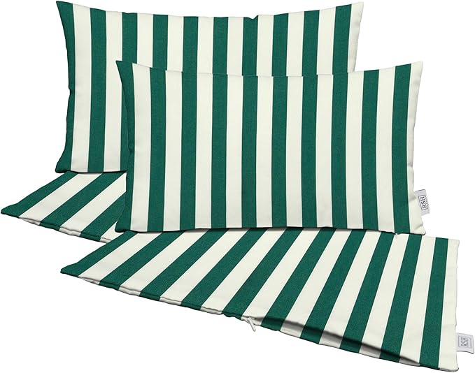 RSH DECOR: Sunbrella Pillow Covers Set of 4 | Covers Only - 20" x 12" | Outdoor Lumbar Pillow Covers Crafted with Sunbrella Performance Fabric | Mason Forest Green