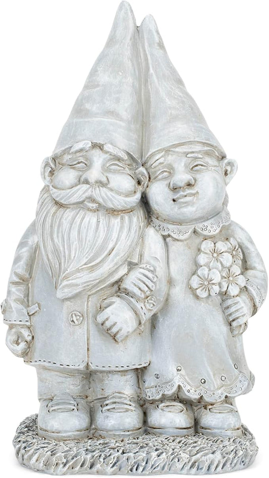 NAT & JULES Gnome 12 inch Resin Stone Garden Statue (Married Gnome Couple)