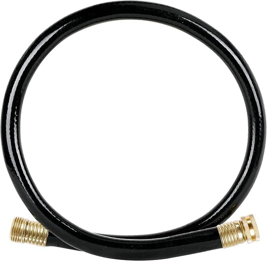 Worth Short Leader Black Garden Hose 3/4 in. x 5 ft. -Kink Free, No Leaking, Male/Female Fittings -Heavy Duty Durable Flexible Lightweight Water Pipe -Brass Aluminum Ends for Household & Commercial