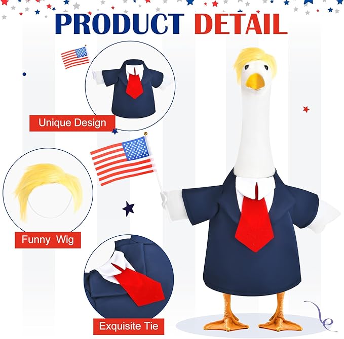 Porch Goose Outfit Fits 23” Goose Statue Funny Lawn Goose Clothes for Porch Yard and Patio Decor