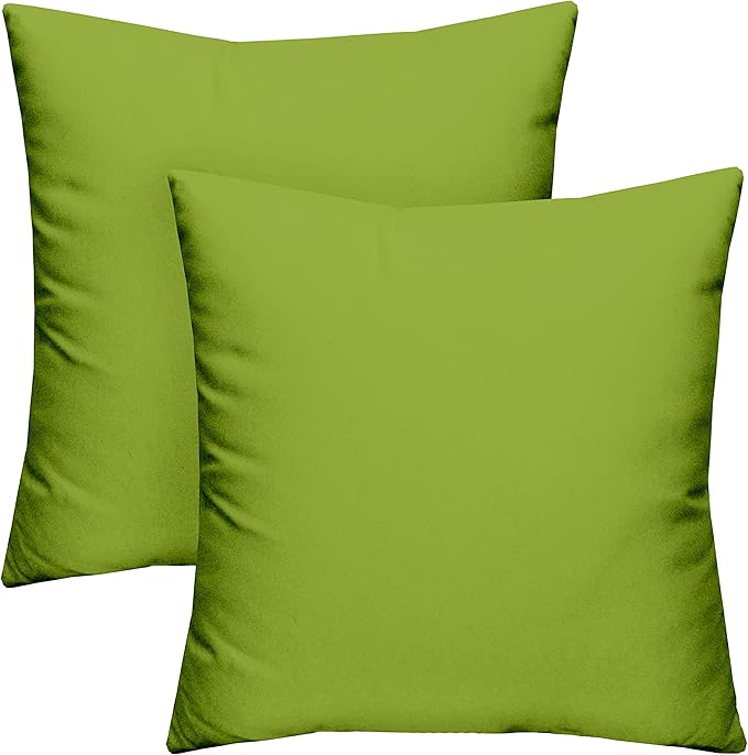 RSH DECOR: Square Throw Pillows Set of 2 | 20” x 20” | All-Weather Spun Fabric | Water and Fade-Resistant | Outdoor Accent Pillows for Patio Furniture | Kiwi Green