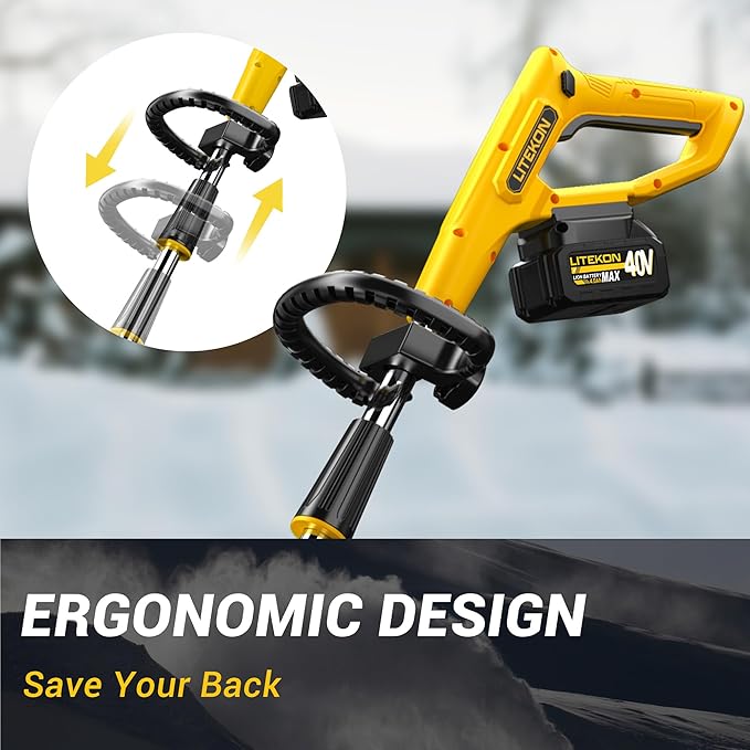 Cordless Snow Shovel, 40V | 13-Inch | 4.0-Ah High Power Brushless Snow Blower, Battery-Powered Snow Blower for Patio, Deck, Driveway (2 * 40V Battery & Quick Charger Included)