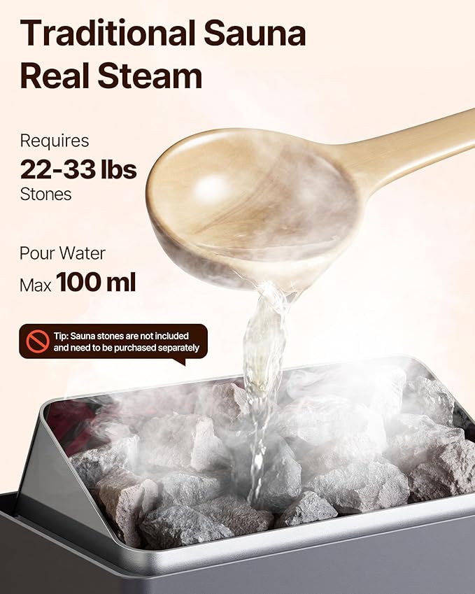 VEVOR Sauna Heater,220V Electric Sauna Stove, Steam Bath Sauna Heate 3h Timer and Adjustable Temp for Max. 176-318 Cubic Feet, Home Hotel Spa Shower Use (6KW) FCC Certification