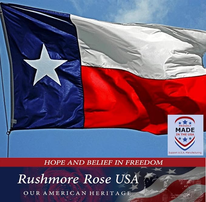 Texas Flag 4x6 – 100% Made in USA Heavy Duty Outdoor Embroidered Nylon, Weatherproof Texas State Flag with Brass Grommets, American Patriotic Banner for House, Boat, Garden, or Porch