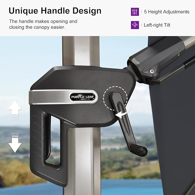 PURPLE LEAF 11.5' X 8' Left-right Tilting Patio Umbrella Outdoor Swivel Cantilever Umbrella Aluminum Offset Umbrella with Champagne Frame and 360-degree Rotation for Garden Deck Pool, Grey