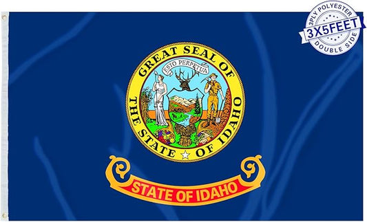 AMZFLAG Idaho State Flag 3x5 ft, Double Sided Idaho Flags 3 Ply Polyester with 2 Brass Grommets, Heavy Duty ID Flag of Idaho State Thick Material