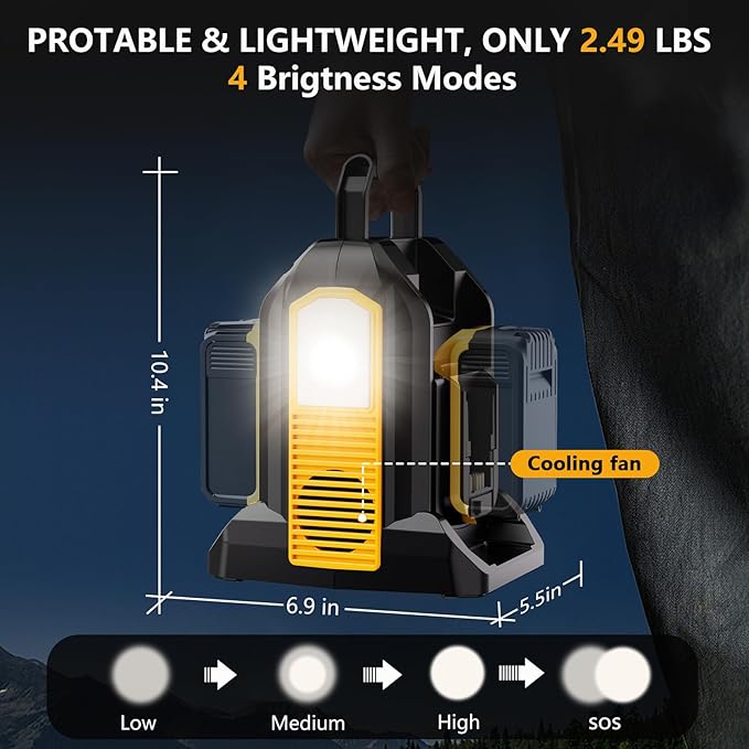 350W Power Inverter for Dewalt 20V 60V Battery, 2-Port Battery Converts 20V DC to 120V AC Inverter with LED Light, 3 USB-A, 1 USB-C, DC and AC Outlet, Portable Power Station for Outdoor Use(Tool Only)