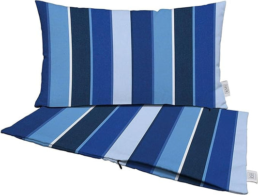 RSH DECOR: Sunbrella Pillow Covers Set of 2 | Covers Only - 20" x 12" | Outdoor Lumbar Pillow Covers Crafted with Sunbrella Performance Fabric | Milano Cobalt