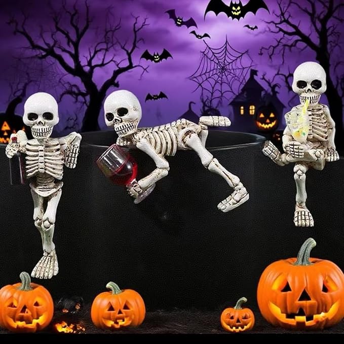 3 pieces Halloween skeleton flowerpot plant decoration, creepy Halloween statue skeleton suitable for flower, courtyard, lawn, cemetery decoration, haunted house props indoor/outdoor decoration