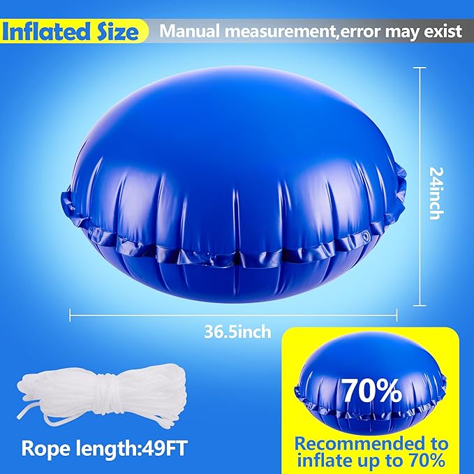 Sfcddtlg 4 x 4 Ft Pool Air Pillows for Above Ground Pools- Round Winter Pool Cover Pillow- Ice Equalizer Air Pillow- Swimming Pool Winterizing Closing Pillow with Ropes for Support Pool Covers