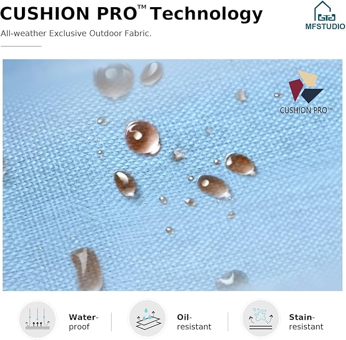 MFSTUDIO 5 Pieces Patio Conversation Sets,Outdoor Metal Furniture Sofas with 1 x 3-Seat Sofa, 2 x Swivel Chairs,2 x Ottoman,Wrought Iron Frame with Blue Cushion for Patio Courtyard Balcony