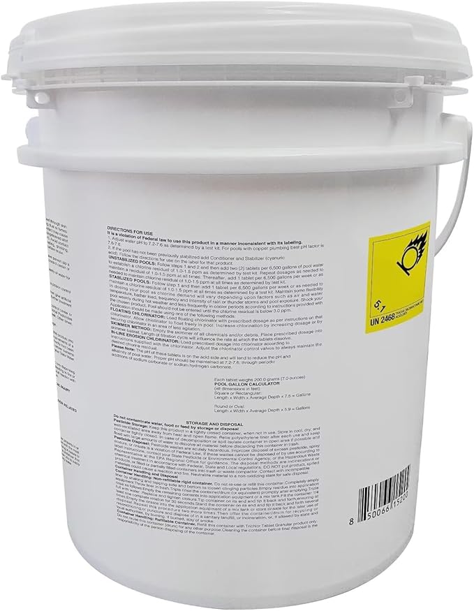 PROFELIZ 3 Inch Pool Chlorine Tablets, Slow-Dissolving Spa Sanitizer Eliminate Bacteria Algae Stabilized Chlorine for Swimming Pools Hot Tubs Spa Treatment (20lbs)