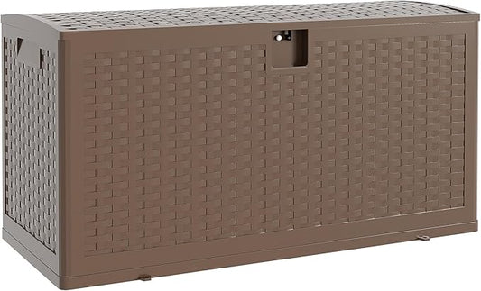73 Gallon Outdoor Storage Box, Lockable Resin Deck Box Indoor and Outdoor Use, Waterproof Patio Deck Storage Box For Package Delivery, Furniture Cushions, Garden Tools, Pool Accessories
