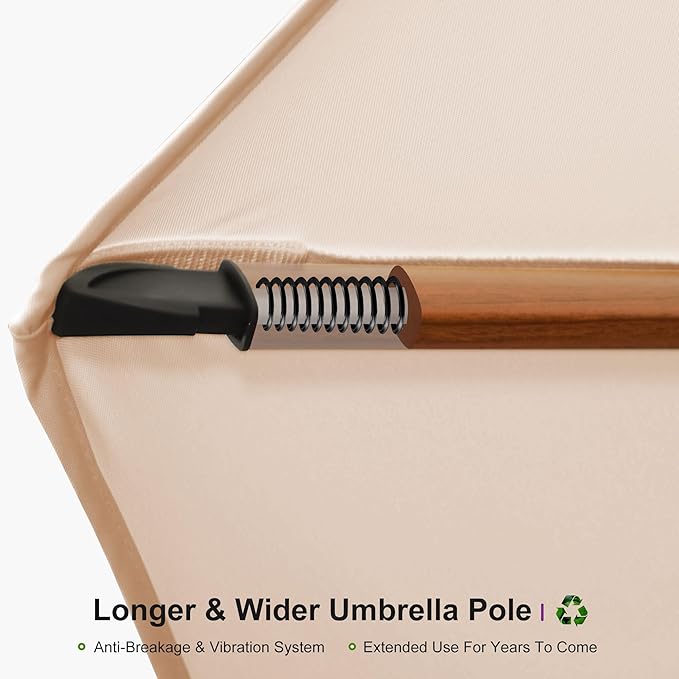 PURPLE LEAF 10' X 13' Patio Large Cantilever Umbrella Outdoor Round Wood Umbrellas Offset Umbrella Heavy Duty Sun Umbrellas for Garden Deck Pool, Deep Beige
