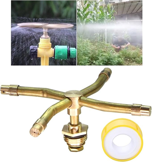 3/4 Arm Automatic Rotary Sprayer with Water Sealant Tape, 360 Degree Rotation Irrigation System Sprinkler Head, Sprinklers for Plants, Large Area Coverage Water Sprinkler for Garden Yard Lawns (4-ARM)