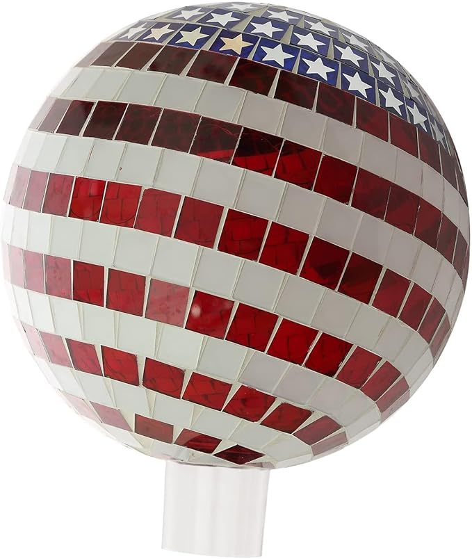 Mosaic Gazing Ball Patriotic Stars and Stripes Glass Globe Colorful Gazing Ball 10 inch for Outdoor Home Garden Yard Patio Decor