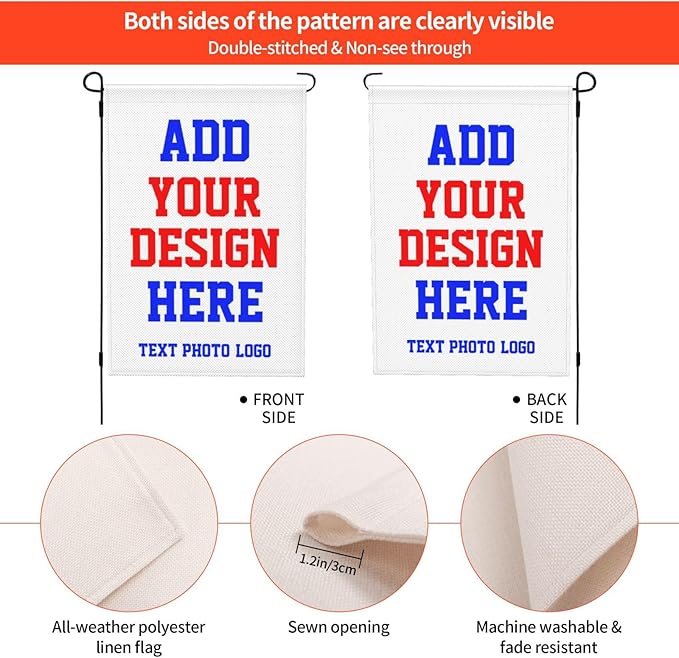 Custom Garden Flag Double Sides Personalized Garden Flags 28x40 Inch Customized Picture Logo Text Yard Flag Banner Signs for Outside Lawn Patio Garden Home Decorating Birthday Christmas Gift