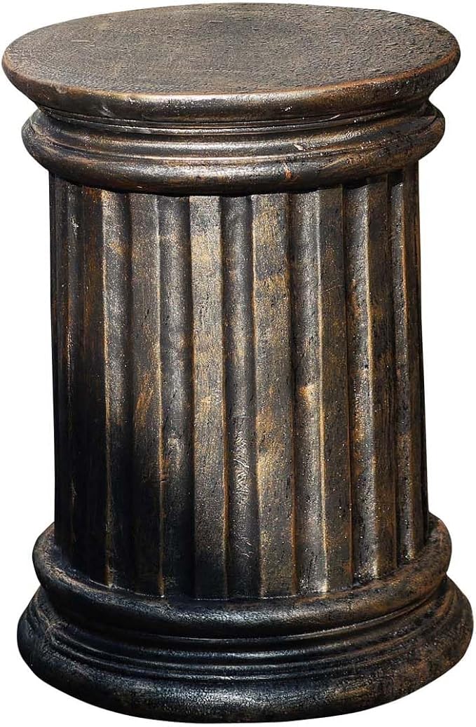 Decorative Roman Column Pedestal, Black Bronze, MGO Cement with Fiber, Classical Garden Pillar, Indoor Outdoor Decor, 19.7inch Height, Wrap Foam Safely Delivered from Local Warehouse