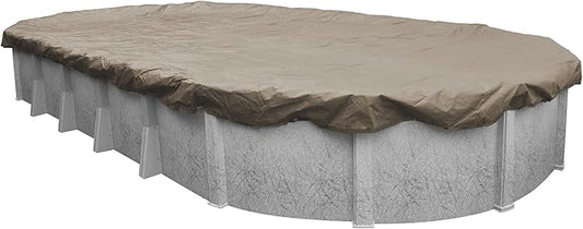 Robelle 16 x 25 ft Professional Tan Winter Oval Pool Cover for Above Ground Pools, 4 ft Overlap (20 x 29 ft Cover Size), Solid 12 x 12 Scrim, 3.7 oz/yd2, 15-Year Warranty, Style: 571625-4-ROBA