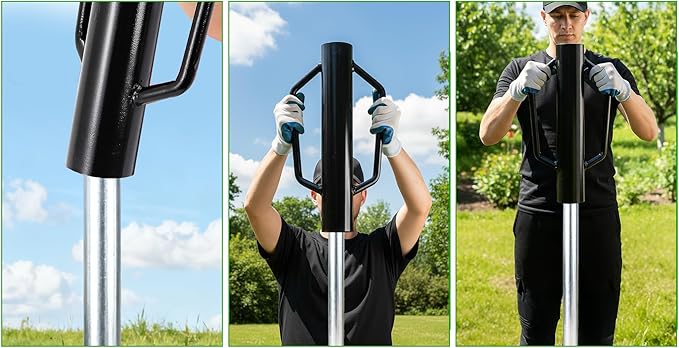 yarlung Fence Post Driver, 17 LBS Heavy Duty Hand Post Pounder with Handles for Metal U Posts, T Posts, Garden Wooden Fence, Black