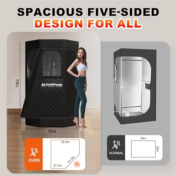 Portable Steam Sauna for Home, XL Sauna Tent with 3L 1200W Steamer & Red Light, Foldable Chair & Mat, Indoor Personal Spa for Relaxation, Detox & Recovery
