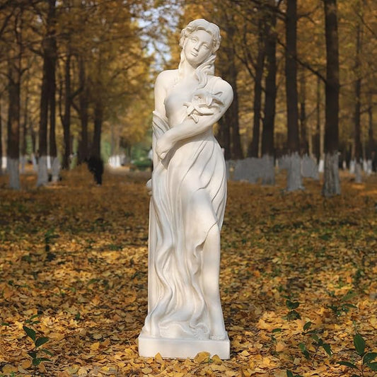 Outdoor Garden Nymph Statue 51 Inch Large Magnesium Oxide Sculpture Goddess of Spring Flowers Greek Mythology Roman Style Outdoor Patio Yard Lawn Porch Decor Ivory