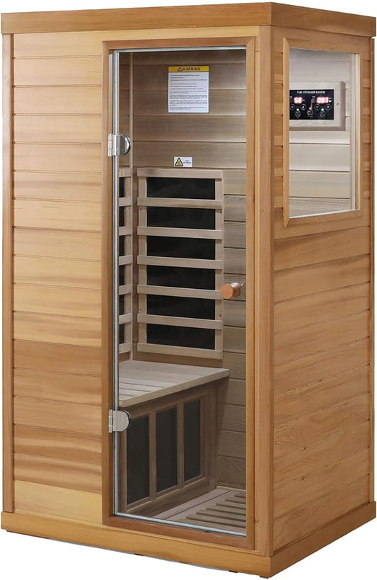 Saunas 909Mini Far Infrared Sauna, Indoor Dry Sauna (Red Cedar, 1 Person Mini Size Right Door)