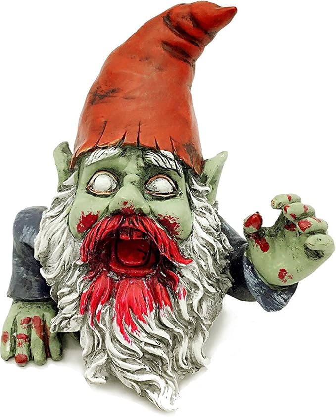 G150028 Zombie Gnome Garden Statue Sculpture, Scary Gnome, Halloween Decoration