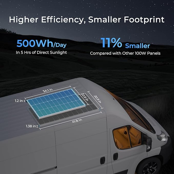 200W Solar Panel N-Type 16BB, 2PCS 12V RV Solar Panel 100 Watt, 25% High Efficiency, Monocrystalline PV Module Solar Charger for Roof Boat Camping Van Trailer Cabin Off-Grid Applications