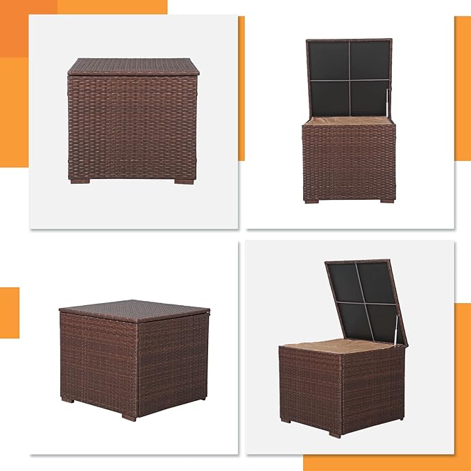 Patiorama 88 Gallon Wicker Deck Box, Indoor/Outdoor Storage Box for Patio Cushions, and Gardening Tools- Resin Rattan Patio Cushion Storage Bin, Brown