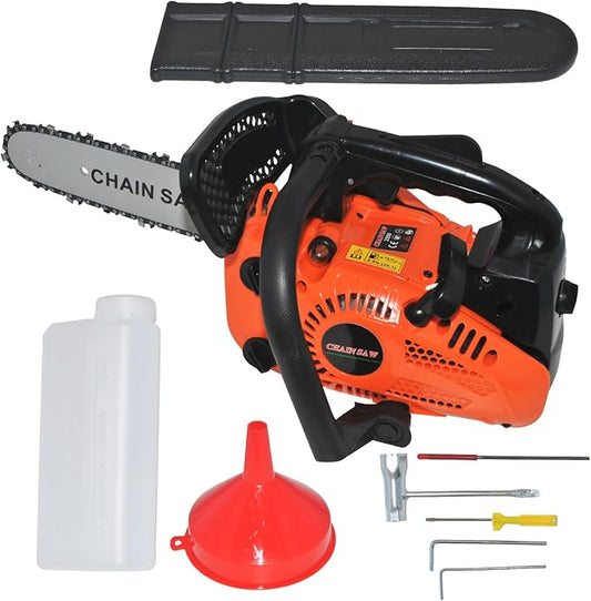 26cc Gas Chainsaw, 2-Cycle Top Handle Petrol Handheld Cordless Chain Saw, 12 Inch Professional Power Chain Saws, Great For Tree Felling, Limbing, Pruning, and Firewood