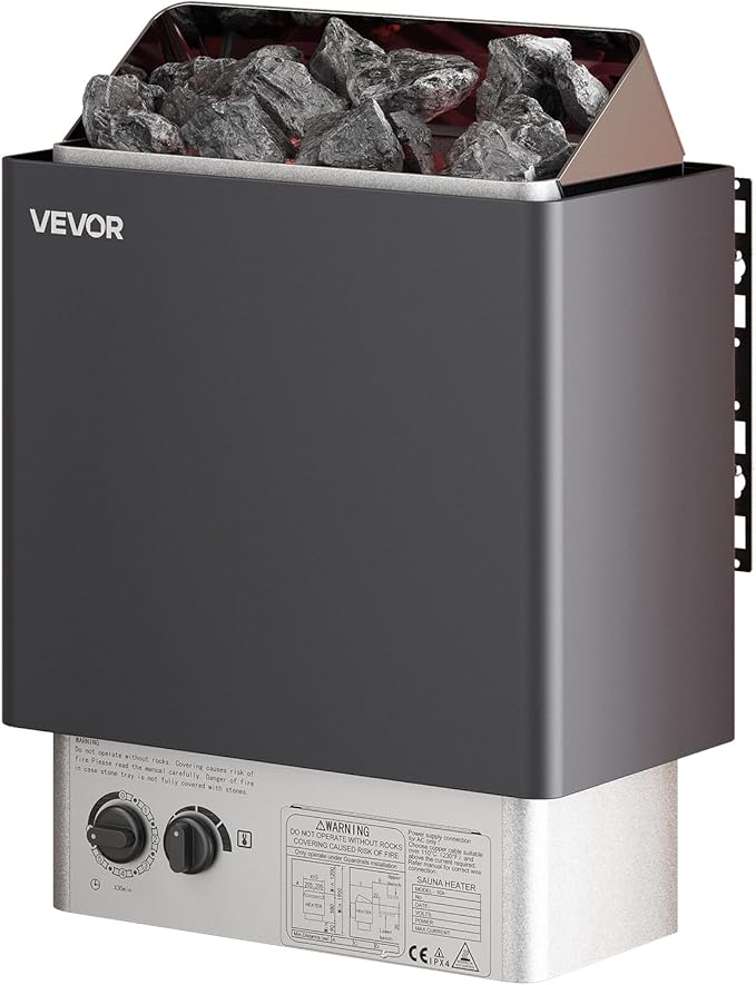 VEVOR 9KW Sauna Heater, Steam Bath Sauna Heater with Built-in Controls, Electric Sauna Stove, 3h Timer and Adjustable Temp for Max. 317-459 Cubic Feet, Home Hotel Spa Shower Use 220V FCC Certification