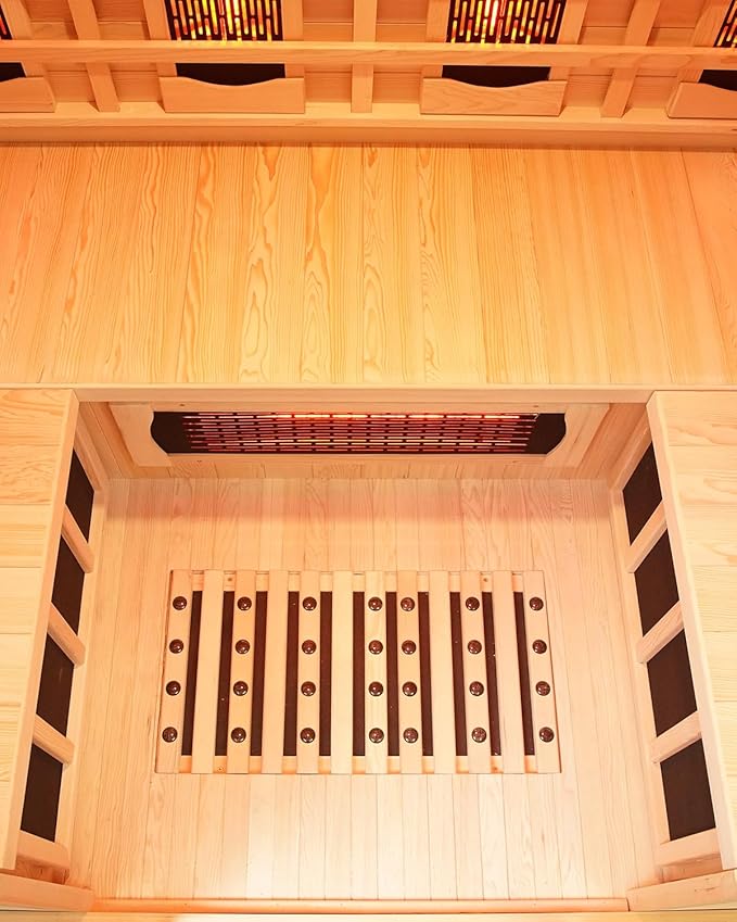 Full Spectrum Infrared Sauna for 4 Person, Indoor Canadian Hemlock Wood Red Light Home Spa Saunas with Upgraded WiFi Control, Speaker, Oxygen bar, Reading & 7-Color Starry Light, 2700W, 220V