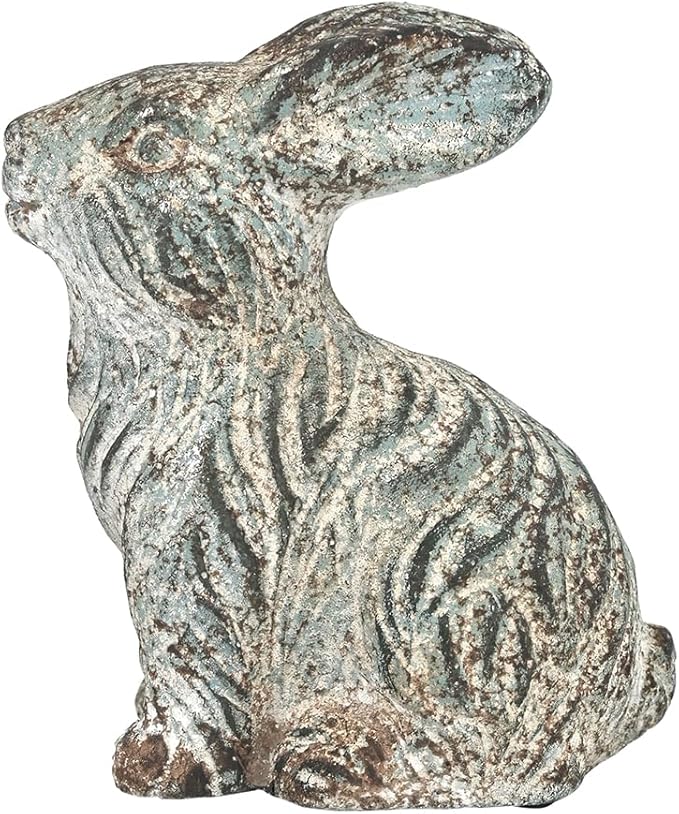 All Chic Bunny Decor Garden Statue Cement Rabbit Statue for Home Garden Indoor Outdoor Statues for Yard,Front Yard Decor,Easter Rabbit Figurines（Blue）