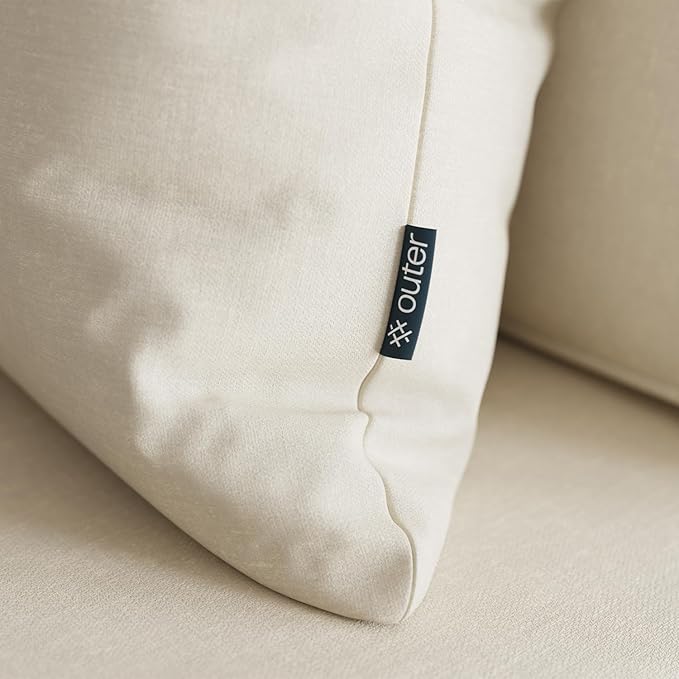Outer Outdoor Throw Pillow with OuterWeave Performance Fabric, Decorative Outdoor Pillow for Patio & Outdoor Furniture, Includes Machine Washable Pillow Cover and Insert - Pailsades Cream, 20"x20"