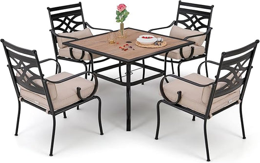 Sophia and William Outdoor Patio Dining Set for 4, Patio Table and Chairs Removable Seat Cushions, Patio Dining Table