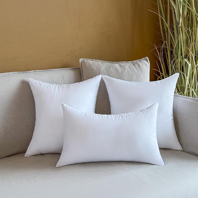 22 x 22 Outdoor Pillow Insert Set of 4 Large Square Patio Furniture Pillows for Porch Couch Fall Throw Pillow Inserts Premium Decorative Stuffer Pillows Waterproof White Sofa Cushion