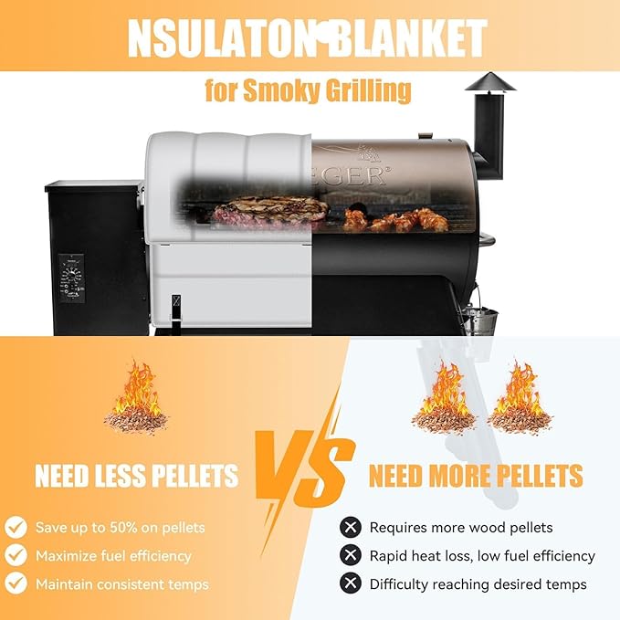 Grill Blanket for Pit Boss 800, Pro 820 and Pro 850 Series Wood Pellet Grills, Thermal Insulated Blanket Warmer for it Boss 67342, 820FB, 820S, 820SC, Ideal for Outdoor Grilling